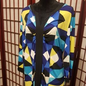 Black with bold print blouse-B105